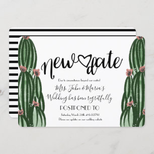 Cactus New Date Postponement Cancellation Wedding Invitation
