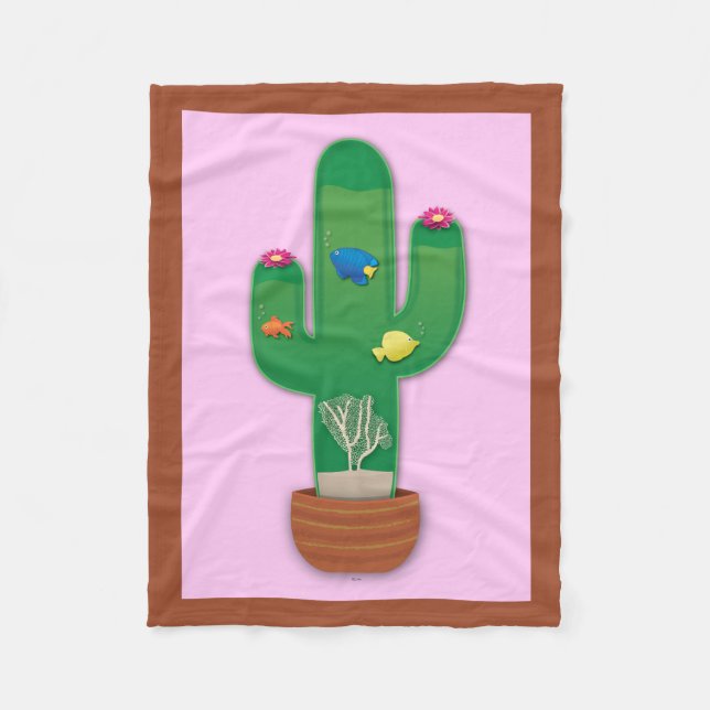 Cactus Oasis Fleece Blanket (Front)