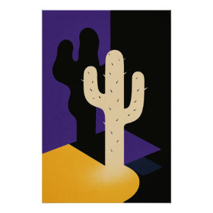 Cactus on a modern geometric background poster