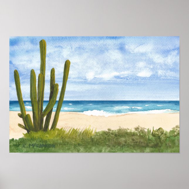 Cactus on Caribbean ,Arashi Beach, Aruba Poster (Front)