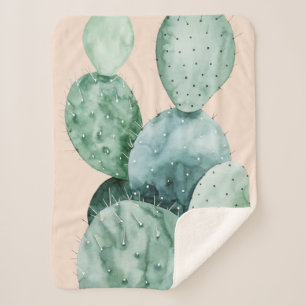 Cactus on Coral Sherpa Blanket