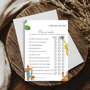 Cactus Over or under bridal shower game Card