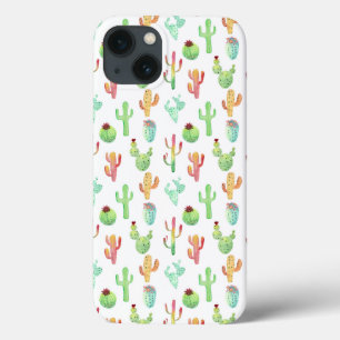 Cactus Pastel Watercolor Pattern iPhone 13 Case