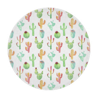 Cactus Pastel Watercolor Pattern Cutting Board