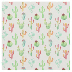Cactus Pastel Watercolor Pattern Fabric