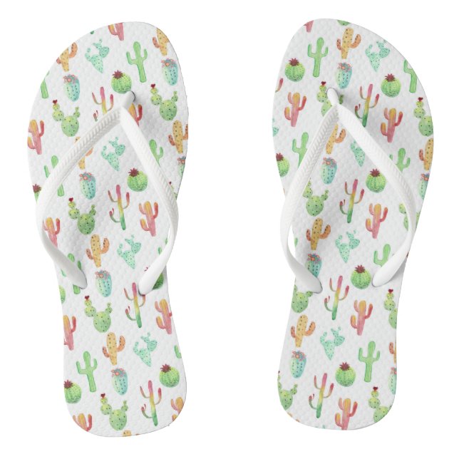 Cactus Pastel Watercolor Pattern Jandals (Footbed)