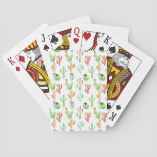 Cactus Pastel Watercolor Pattern Playing Cards