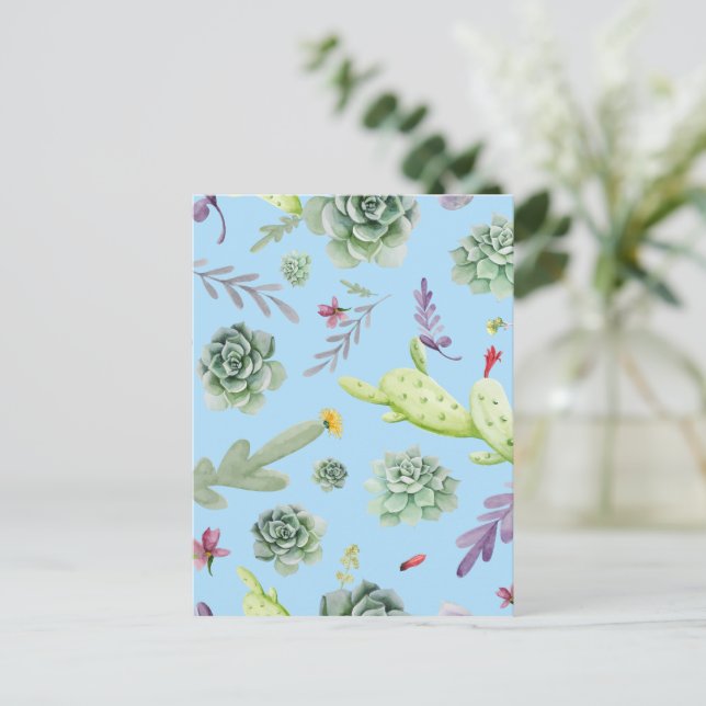 Cactus Pattern 10 Holiday Postcard (Standing Front)