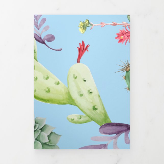 Cactus Pattern 10 Tri-Fold Holiday Card (Cover)