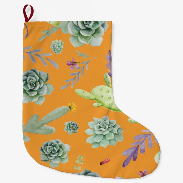 Cactus Pattern 11 Large Christmas Stocking (Front)