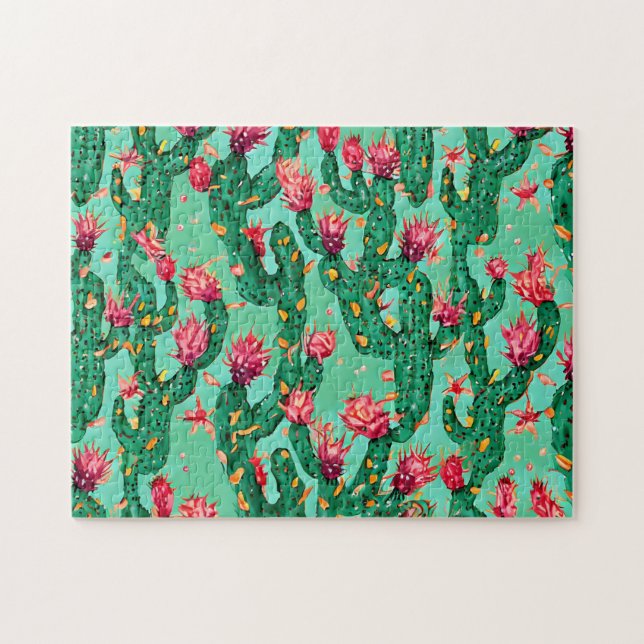 Cactus Pattern 2 Bold and Beautiful Jigsaw Puzzle  (Horizontal)