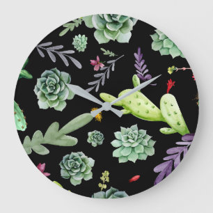 Cactus Pattern 2 Large Clock