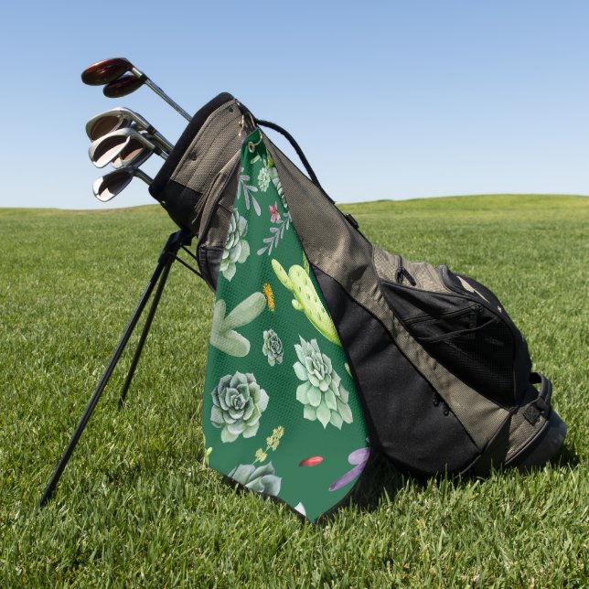 Cactus Pattern 3 Golf Towel (Green)