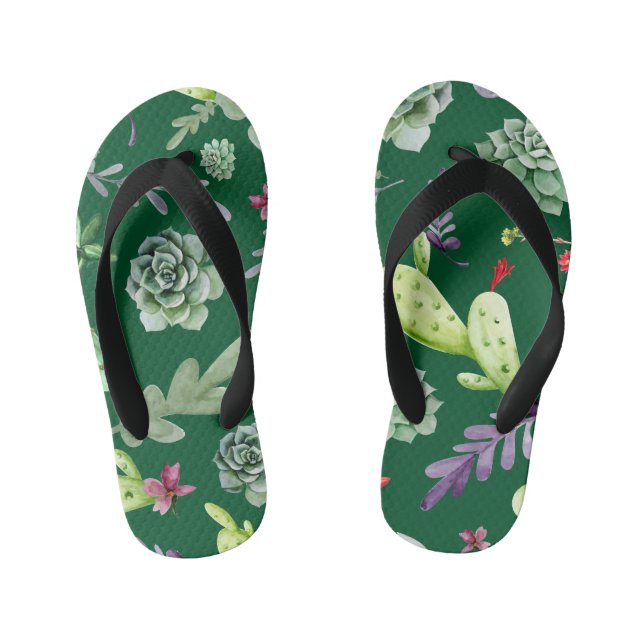 Cactus Pattern 3 Kid's Jandals (Footbed)