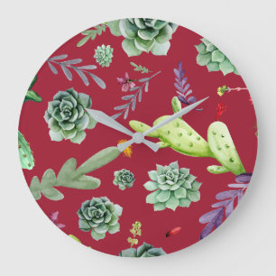 Cactus Pattern 4 Large Clock