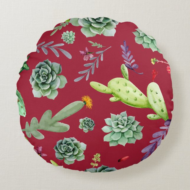 Cactus Pattern 4 Round Cushion (Front)
