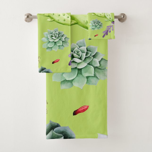 Cactus Pattern 6 Bath Towel Set (Insitu)