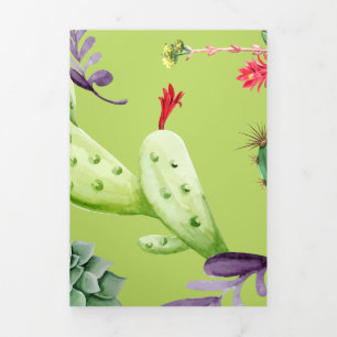 Cactus Pattern 6 Tri-Fold Holiday Card