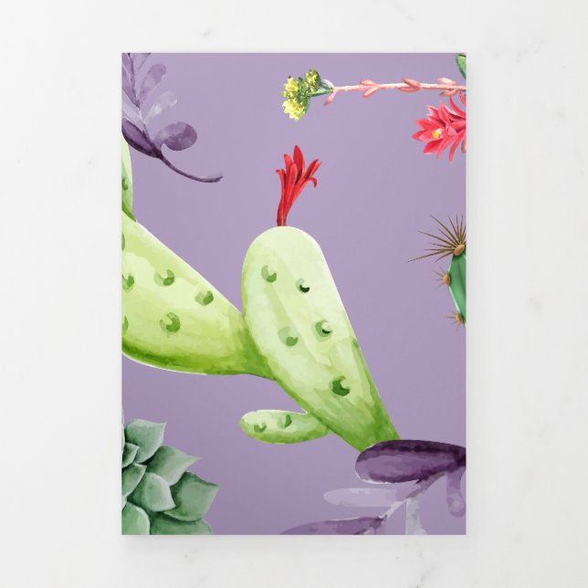 Cactus Pattern 7 Tri-Fold Holiday Card (Cover)