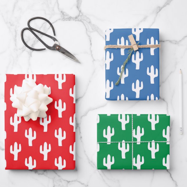 Cactus Pattern Desert Southwest Primary Colours Fu Wrapping Paper Sheet (Front)