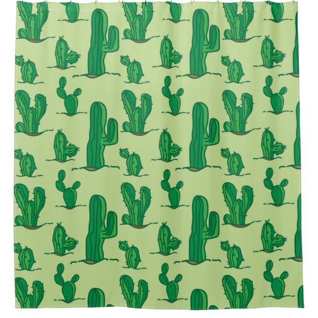 cactus pattern. hand drawing pattern. seamless han shower curtain (Front)