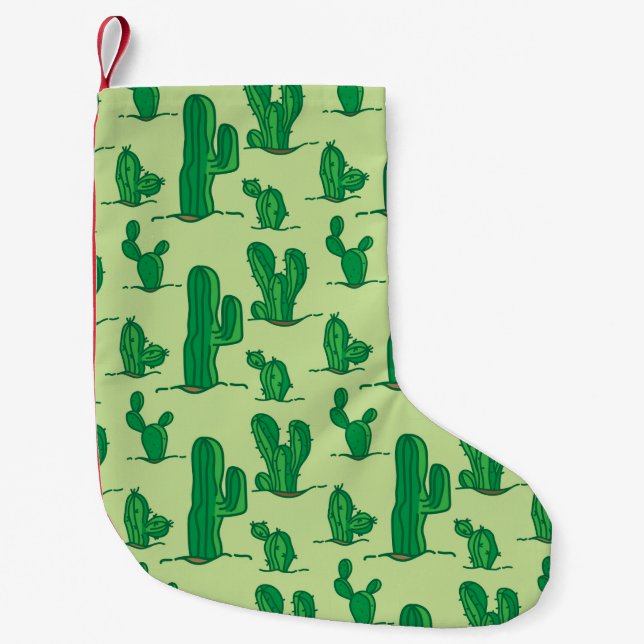 cactus pattern. hand drawing pattern. seamless han small christmas stocking (Front)