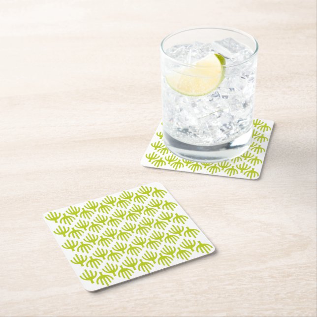 Cactus pattern square paper coaster (Insitu)