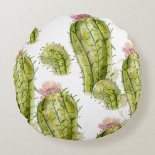 Cactus pattern watercolor round cushion