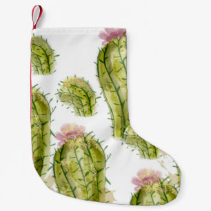 Cactus pattern watercolor small christmas stocking