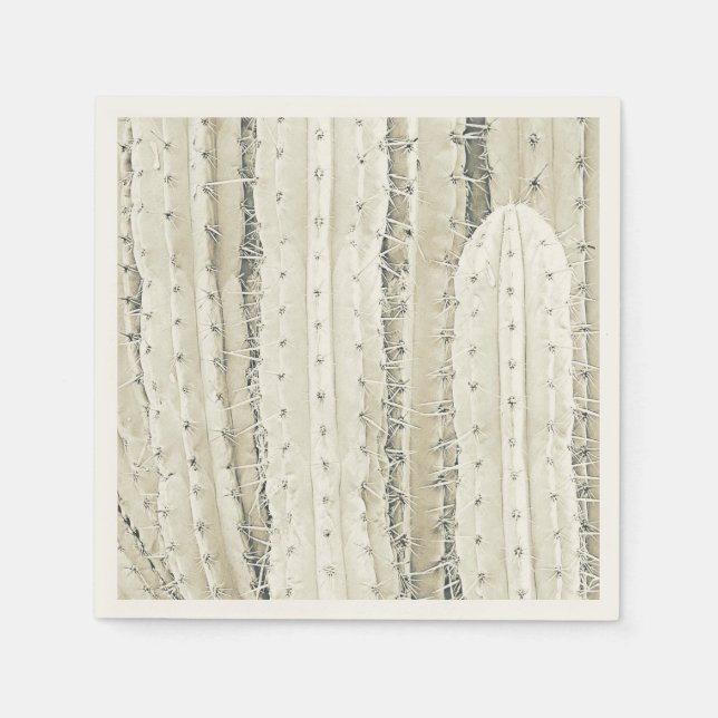 Cactus Photo Art Napkins Off White Chic Modern  (Front)