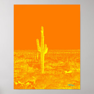 Cactus Photo Art Orange Yellow Arizona Desert Fun Poster