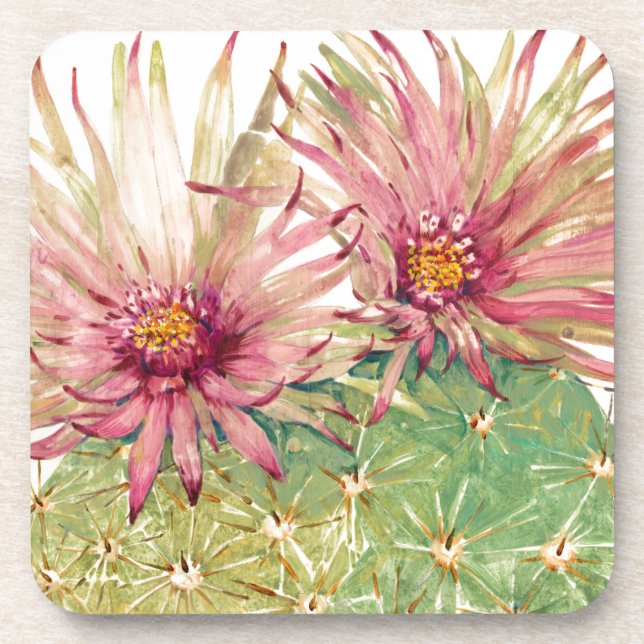 Cactus Pink Blossoms Coaster (Front)