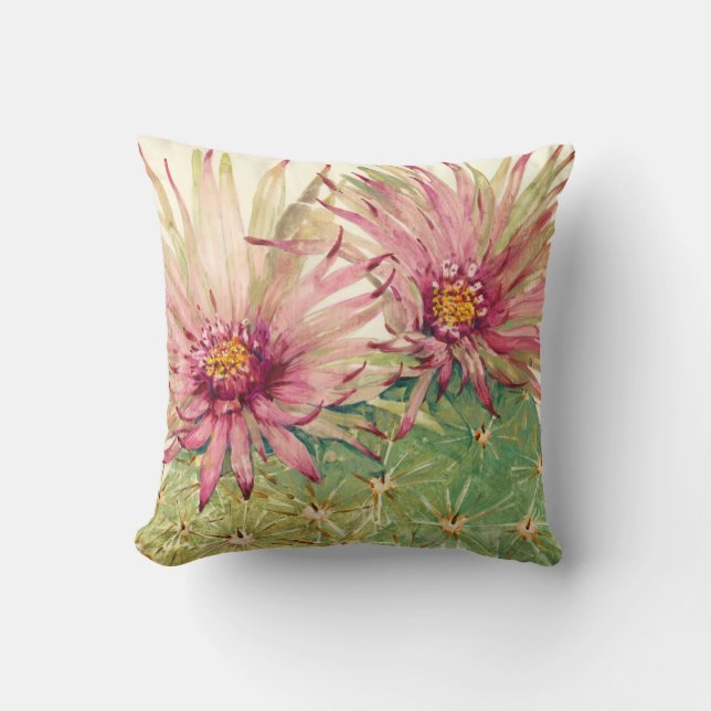 Cactus Pink Blossoms Cushion (Front)