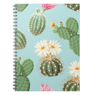 Cactus, pink flowers: light decor notebook