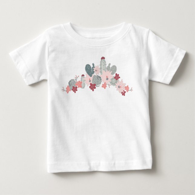 Cactus Pink Mint Succulents Desert Plants Motif Baby T-Shirt (Front)