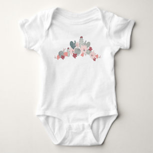 Cactus Pink Mint Succulents Plants Pattern Baby Bodysuit