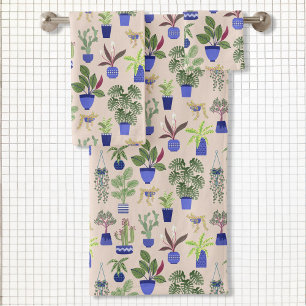 Cactus Pink Pattern Bath Towel Set