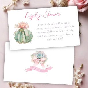 Cactus Pink Ribbon Baby Girl Shower Display Shower Enclosure Card