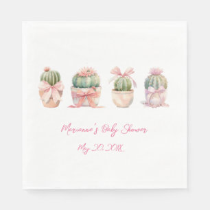 Cactus Pink Ribbon Baby Girl Shower Napkins