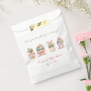 Cactus Pink Ribbon Baby Girl Shower Thank You Favour Bags