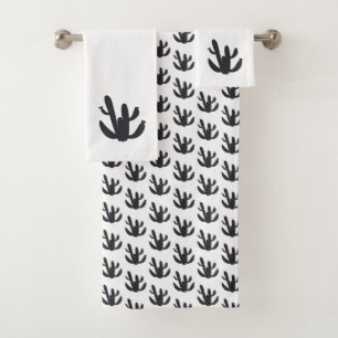 Cactus Plant Black Desert Bath Towel Set