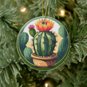 Cactus Plant Ceramic Decorative Stained glass look Tree Decoration