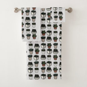 Cactus plant funky pattern bath towel set