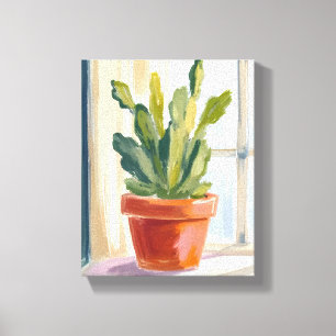 Cactus Plant   Green Botanical Watercolor Canvas Print