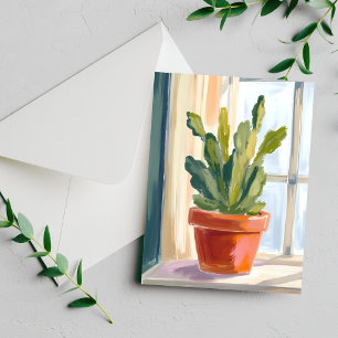 Cactus Plant Green Botanical Watercolor Card