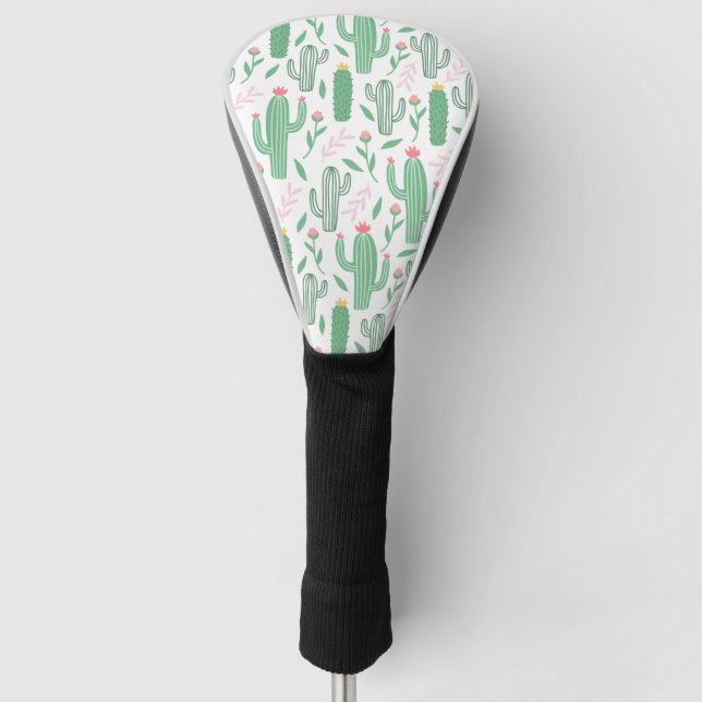Cactus Plant Green Purple Pattern Golf Head Cover (Front)