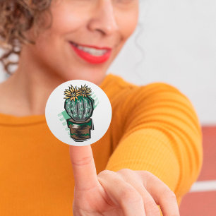 Cactus Plant In A Pot Classic Round Sticker
