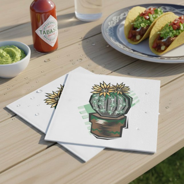 Cactus Plant In A Pot Napkin (Creator Uploaded)