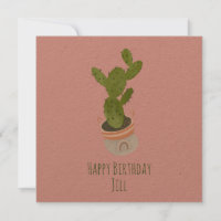 Cactus Plant Rainbow Basket Hand Drawn Birthday C