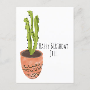 Cactus Plant Terracotta Hand Drawn  Birthday  Postcard